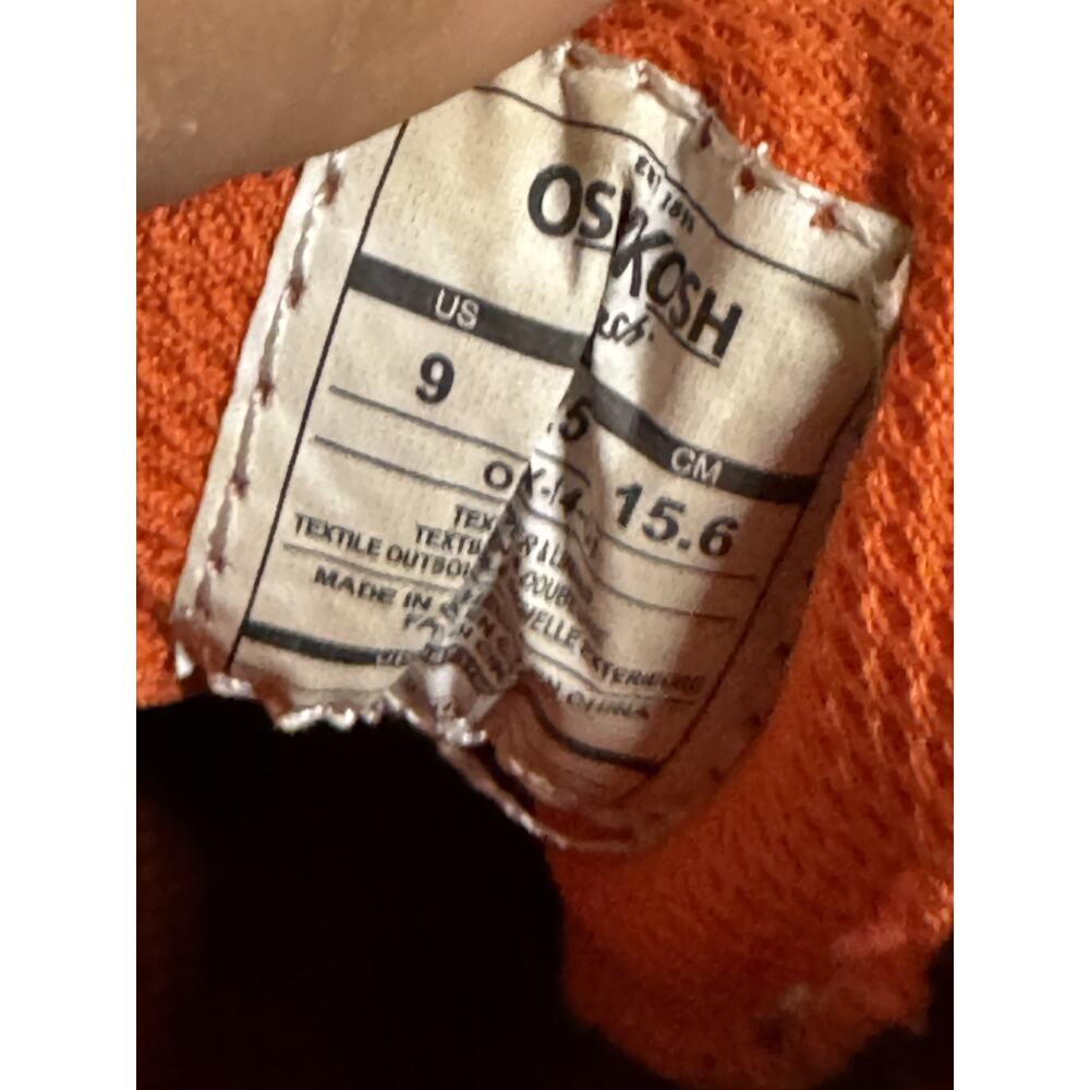 OshKosh B'gosh Baby Sneaker Brown Orange Hook & Loop Athletic Shoes Size 9 - Picture 5 of 8